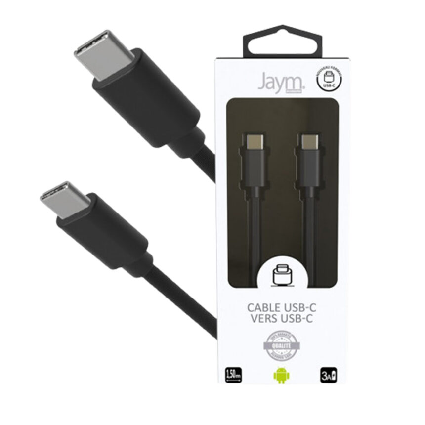 CABLE USB VERS TYPEC 1.5M 3A NOIR JAYM® COLLECTION POP Cyber
