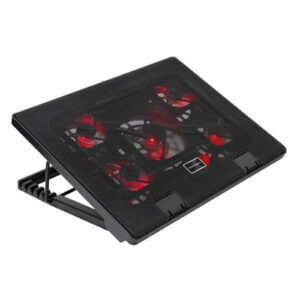 Systeme de refroid Mars Gaming MNBC2 pour ordinateur portable (5 ventilateurs ultrasilents, éclairage LED rouge, 2 x USB2.0), noir et rouge