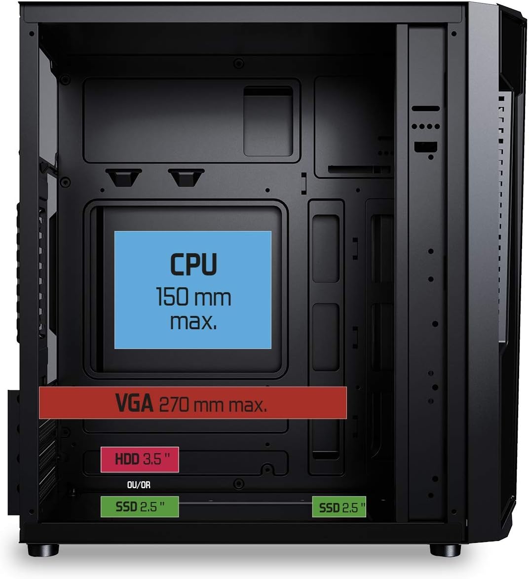 Boitier Mini Tour Micro ATX Spirit of Gamer Deathmatch 3 RGB avec panneaux vitrés (Noir) - 6001RA – Image 4