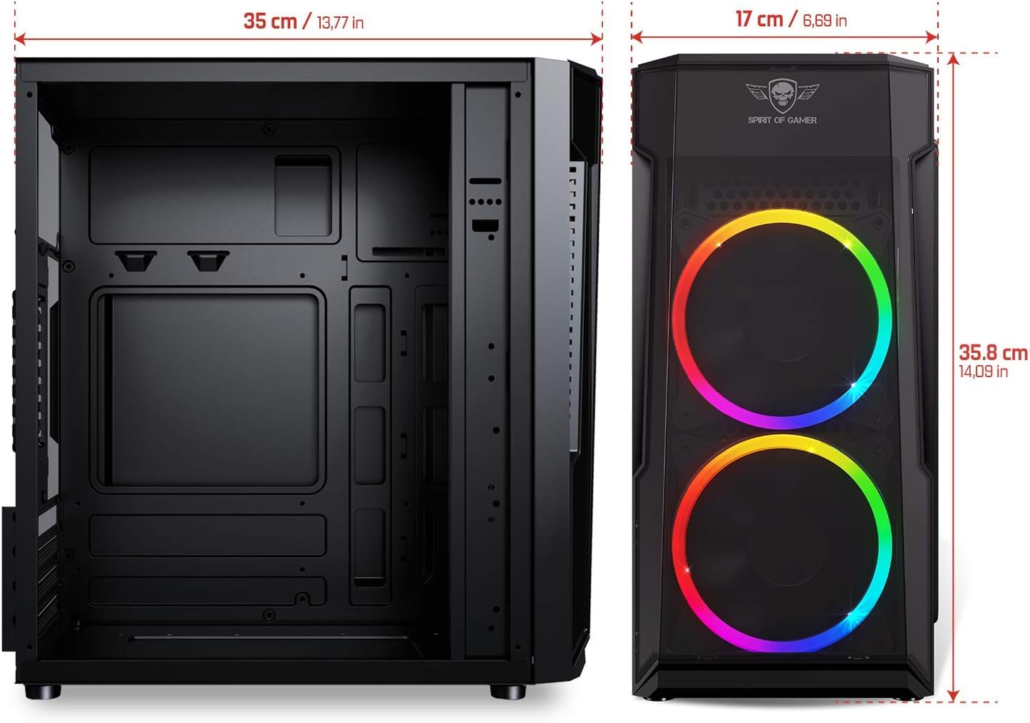 Boitier Mini Tour Micro ATX Spirit of Gamer Deathmatch 3 RGB avec panneaux vitrés (Noir) - 6001RA – Image 3