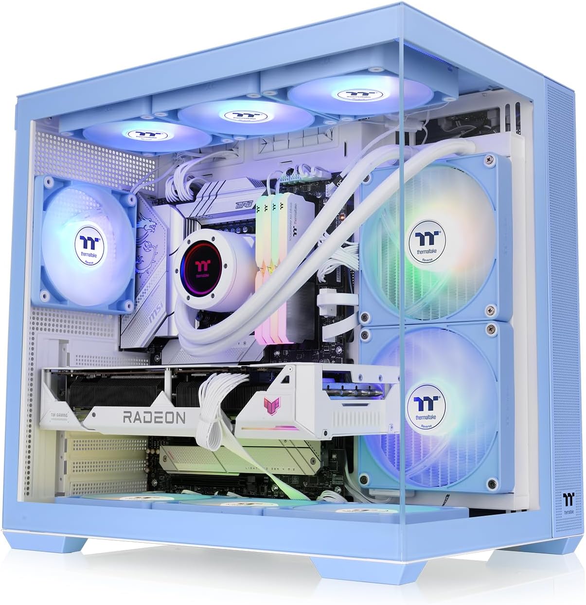 Boitier Moyen Tour ATX Thermaltake View 380 Tg Rgb avec panneau vitré (Bleu) - CA-1Z2-00MFWN-00 – Image 6