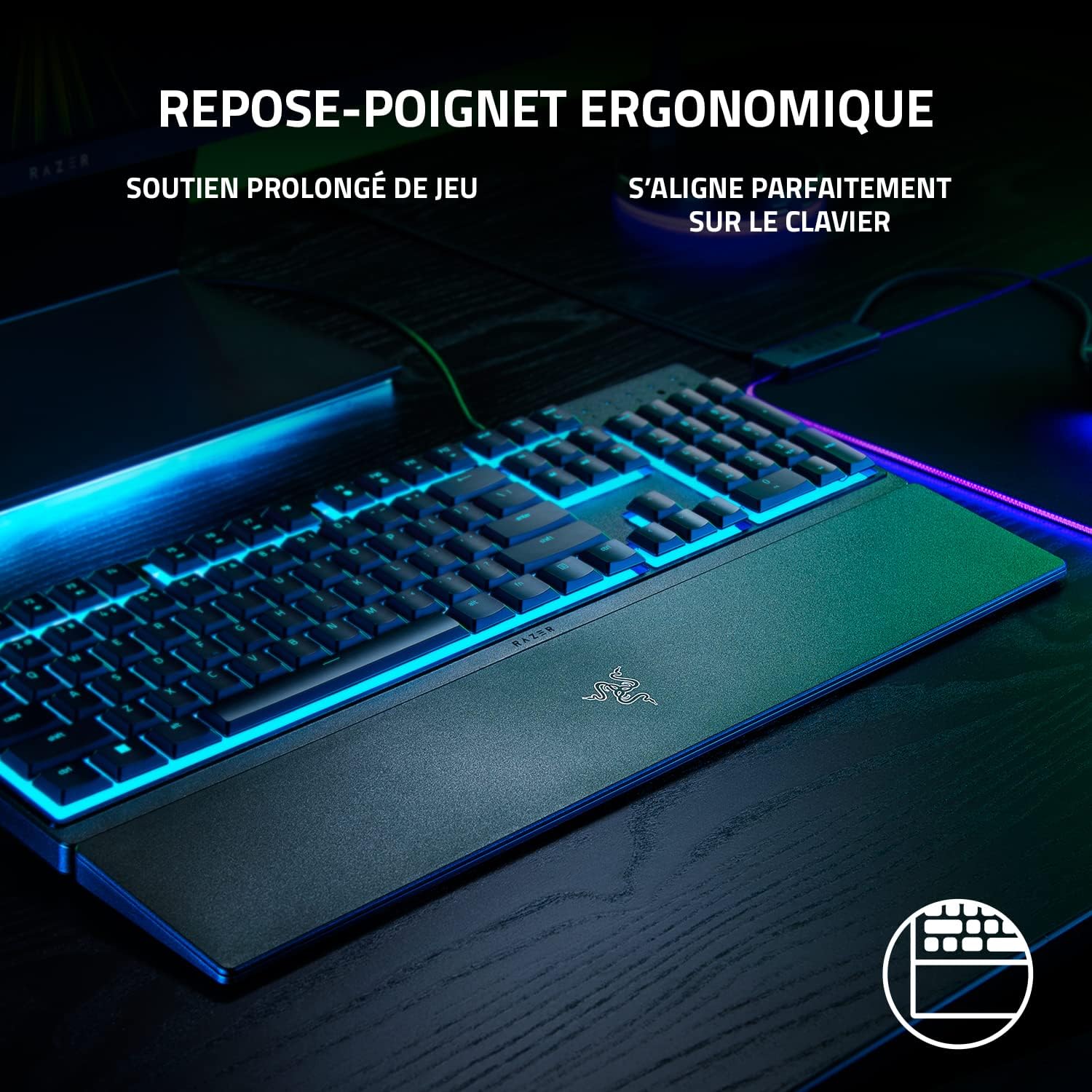 Razer Ornata V3 X Clavier Gamer à Profil Bas (Switches à Membrane Silencieux, Repose-Poignet Ergonomique, RGB Chroma, Touches en ABS Vernies aux UV) Noir – Image 6