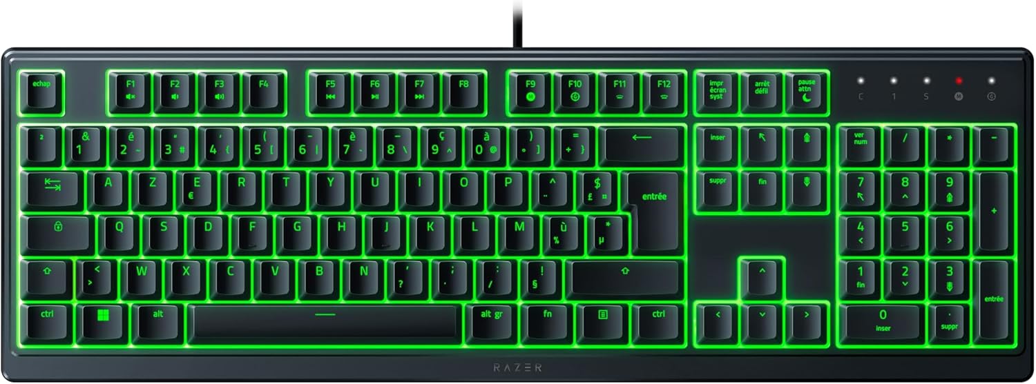 Razer Ornata V3 X Clavier Gamer à Profil Bas (Switches à Membrane Silencieux, Repose-Poignet Ergonomique, RGB Chroma, Touches en ABS Vernies aux UV) Noir