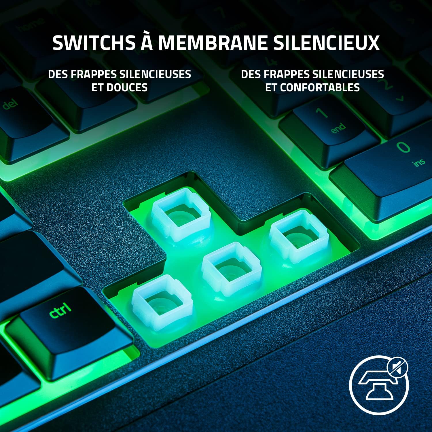 Razer Ornata V3 X Clavier Gamer à Profil Bas (Switches à Membrane Silencieux, Repose-Poignet Ergonomique, RGB Chroma, Touches en ABS Vernies aux UV) Noir – Image 3