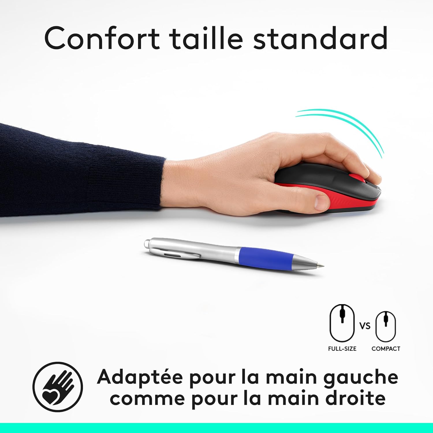 Souris LOGITECH S.fil M190 ROUGE Ref : 910-005908. – Image 2